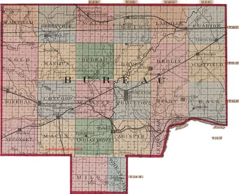 Bureau County, Illinois 1870 Map, Princeton