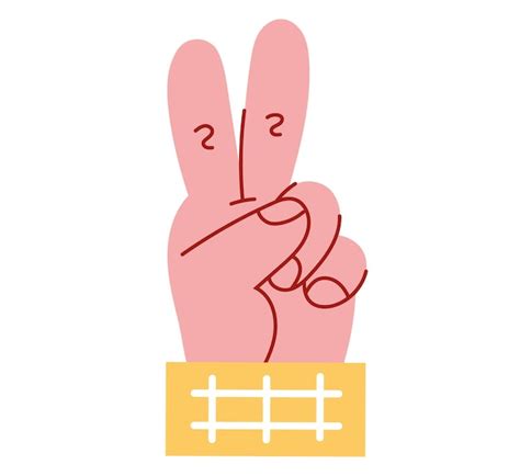 Premium Vector | Peace v sign hand arm gesture line drawing doodle art ...