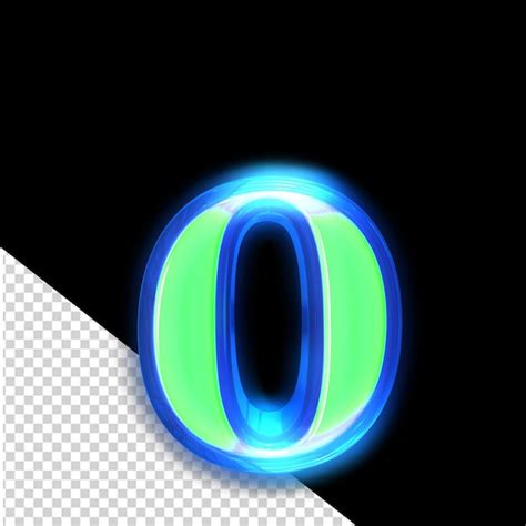 Premium PSD | Green 3d symbol glowing around the edges letter o