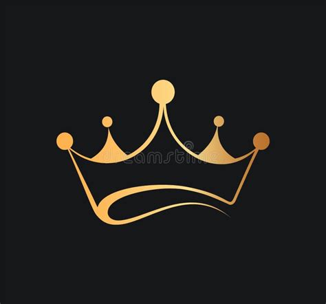 Queens or Kings Crown Vector Logo. Golden Corona Logotype on Dark ...