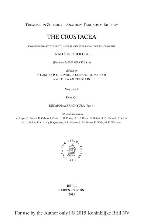 (PDF) Schram, F. & Castro, P., 2015. Introduction to Brachyura, pp. 3-9 (Chapter 71-1). In, P ...