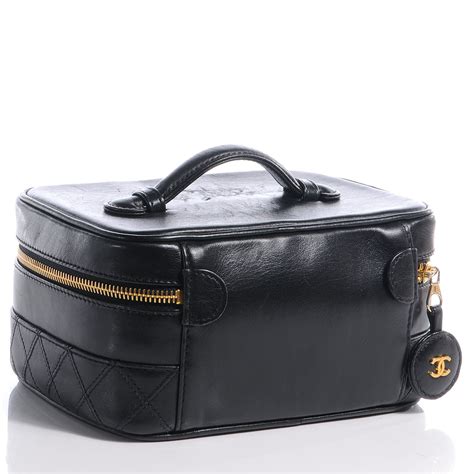 CHANEL Lambskin Vanity Cosmetic Bag Black 60130