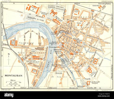 FRANCE: Montauban, 1926 vintage map Stock Photo - Alamy