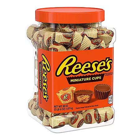 REESE'S Miniatures Milk Chocolate Peanut Butter Candy, Bulk Candy, Canister (38 oz.) - Sam's Club