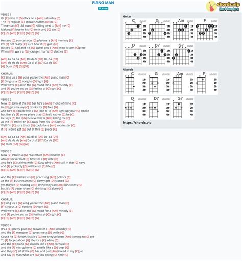 Chord: PIANO MAN - tab, song lyric, sheet, guitar, ukulele | chords.vip