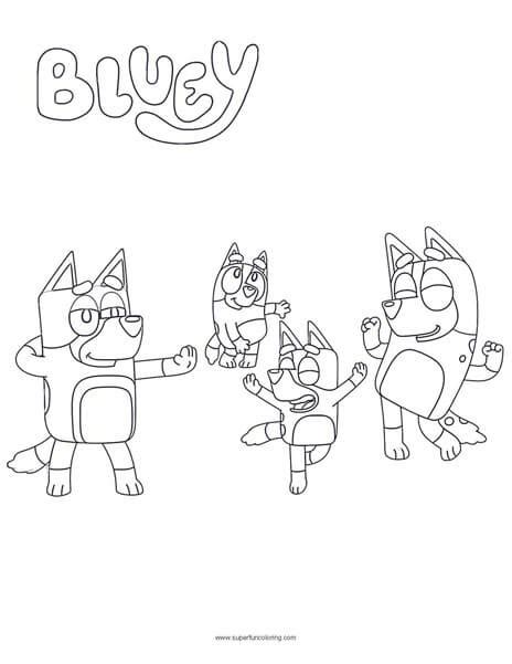 Bluey Family Coloring Page - Super Fun Coloring