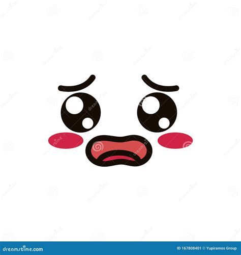 Kawaii Cute Face Expression Eyes and Mouth Shocked Sad Stock Vector - Illustration of emoji ...