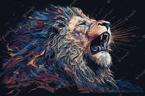 Premium Photo | Poster of lion roaring abstract poster of a dangerous and powerful roaring male ...