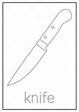 Premium Vector  Knife Tracing And Coloring Worksheet For Kids sketch template