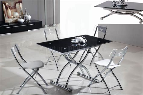 Glass Top & Metal Base Modern Adjustable Dining Table