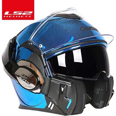 2017 New LS2 FF399 Flip up helmet double lens motorcycle helmet back somersault helmet -in ...