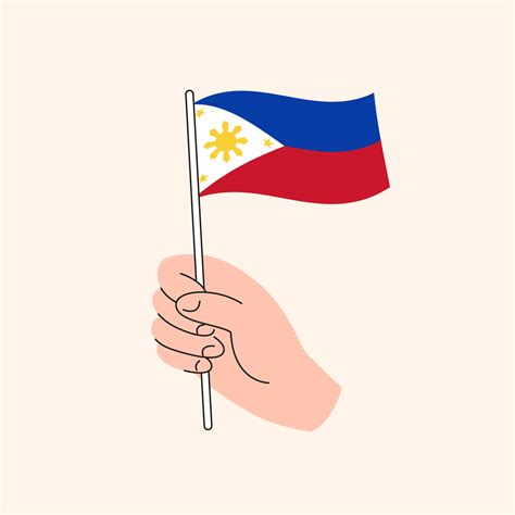 Cartoon Hand Holding Filipino Flag, Isolated Vector Drawing 13346028 Vector Art at Vecteezy