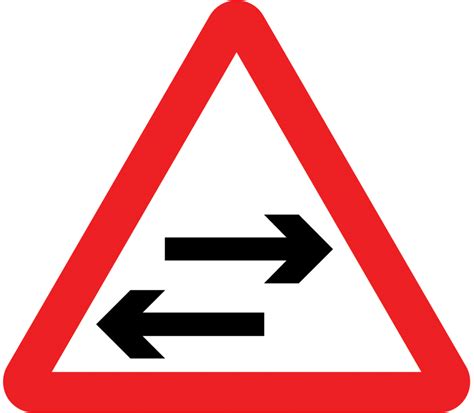 two way traffic sign on route crossing ahead - Theory Test