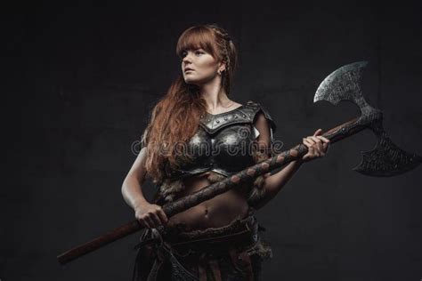 Armed with Two Handed Axe Dangerous Bald Viking Warrior Stock Photo - Image of muscular, fighter ...