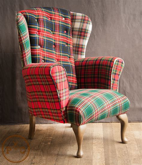 Vintage Tartan Wingback Armchair | Plaid chair, Tartan chair, Wingback armchair