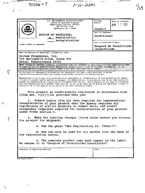 Fillable Online U.S. EPA, Pesticide Product Label, TENGARD HG TERMITICIDE ... Fax Email Print ...