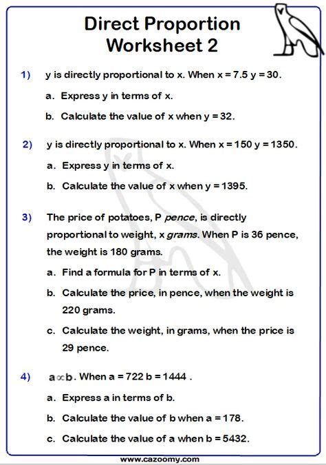 Direct Proportion worksheet practice questions and answers by Cazoomy. | Proportion math ...