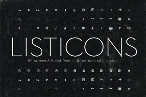 Listicons: Arrows & Bullet Points | Symbol fonts, Bullet points, Face kit