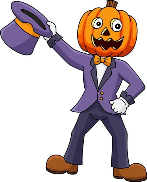 Pumpkin Head Man Halloween Cartoon Colored Clipart 7528164 Vector Art ...