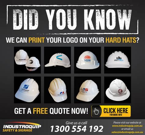 Custom Logo Printed Hard Hats, Industroquip Safety & Signage