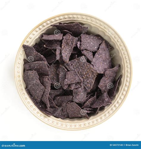 Bowl of Blue Tortilla Chips Stock Photo - Image of product, vegetarian ...