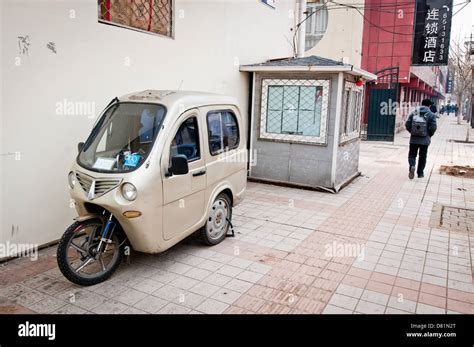 three wheeler motorcycle rickshaw in Beijing, China Stock Photo - Alamy