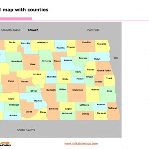 North Dakota county map - Editable PowerPoint Maps