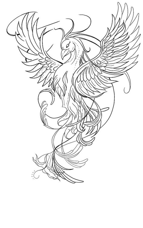 Black and White Phoenix Tattoo Design