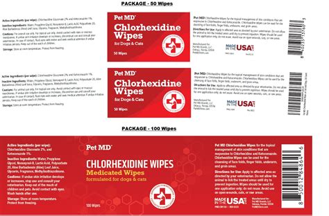 PET MD CHLORHEXIDINE WIPES- chlorhexidine gluconate, ketoconazole cloth