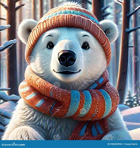 Cartoon Polar Bear in the Snow Stock Illustration - Illustration of drawing, flakes: 296025904