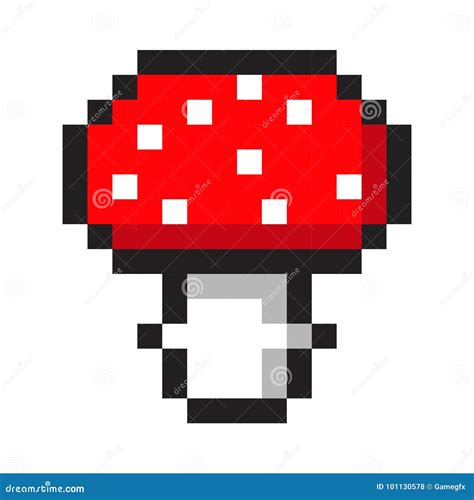 Pixel Art Amanita Mushroom Cartoon Retro Game Style Set Stock Vector ...