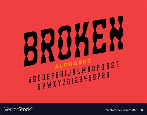 Broken style font Royalty Free Vector Image - VectorStock