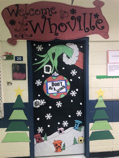 Grinch themed Christmas class door | Door decorations classroom ...