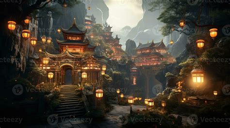 enchanted chinese dreams, digital art illustration, Generative AI 29581620 Stock Photo at Vecteezy