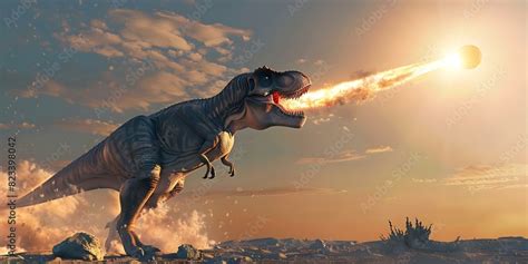 Hyperrealistic depiction of Tyrannosaurus rex during meteorite impact ...