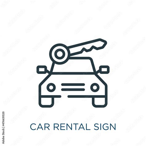 car rental sign thin line icon. vehicle, rent linear icons from signs ...