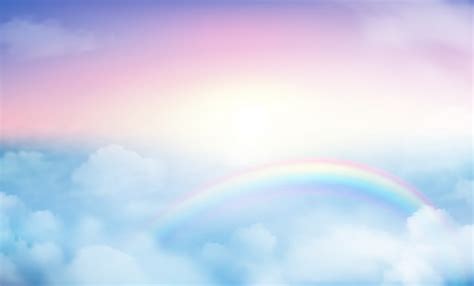 Premium Vector | Rainbow on sky background