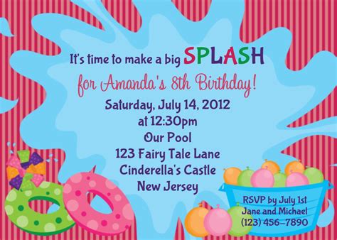 Pool Party Invitation Template Free