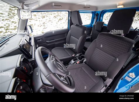 Moscow, Russia - January 24, 2020: Empty interior of new mini SUV ...