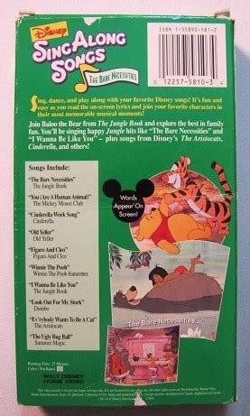 Walt Disney Sing Along Songs The Jungle Book The Bare Necessities VHS Video | eBay