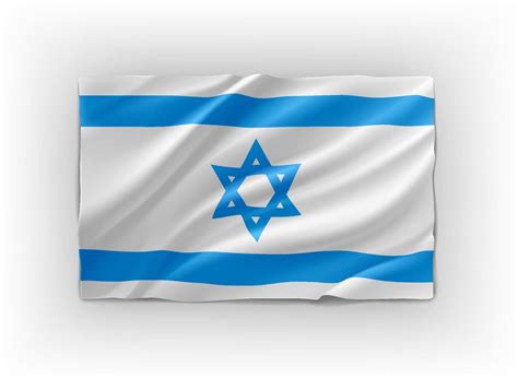 White and blue flag of Israel. 3d vector object isolated on white ...