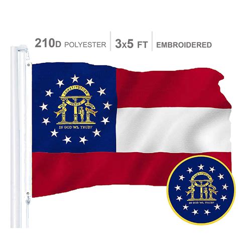 Georgia State Flag 210D Embroidered Polyester 3x5 Ft – G128store.com