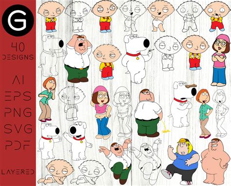 Family Guy Svg Bundle, Cartoon Clipart Instant Download » BestDesignBundle