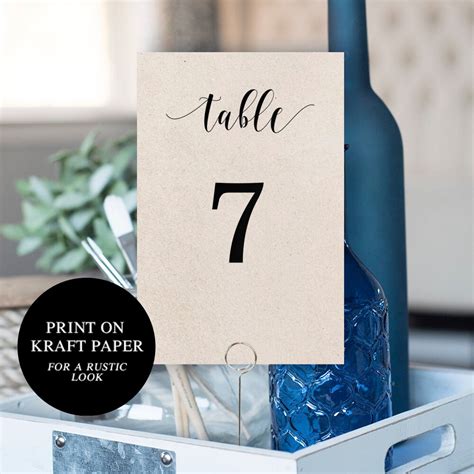 Rustic Wedding Table Numbers Instant Download DIY Table | Etsy