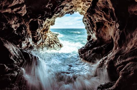 Wallpaper : rock, sea cave, coastal and oceanic landforms, water ...