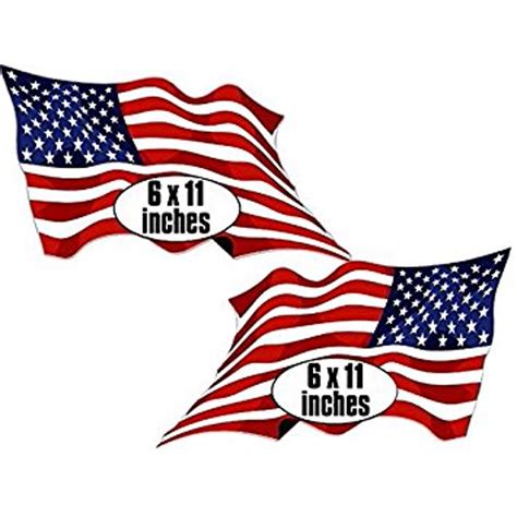 2 Pack: LARGE Waving American Flag Forward & Reverse Sticker Decal ics (mirror image usa made us ...