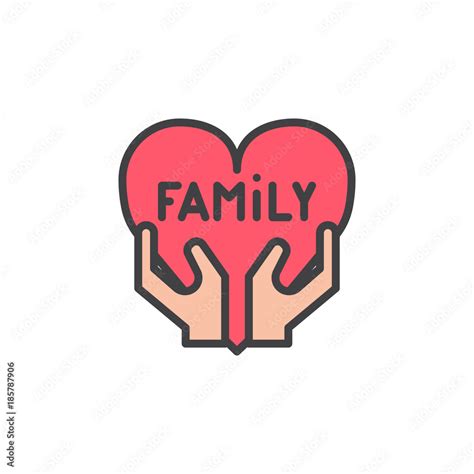 Family love filled outline icon, line vector sign, linear colorful pictogram isolated on white ...