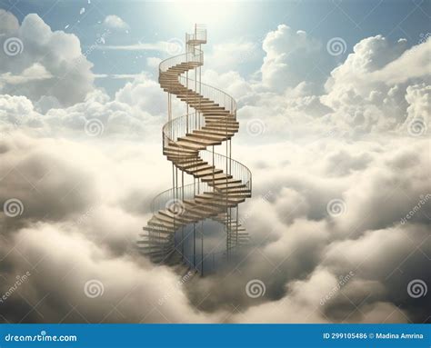 Stairs To Heaven Visualization. Stone Stairs Going Up To the Cloudy Sky Visualization Stock ...