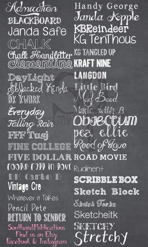 Here are a list of all the chalkboard fonts I use for my invitations! :) All can be found on DaF ...