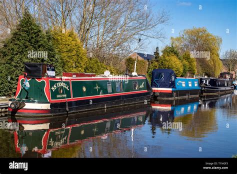 Canal/Narrowboats on the Trent and Mersey Canal near Mercia Marina,Willington Derbyshire.England ...